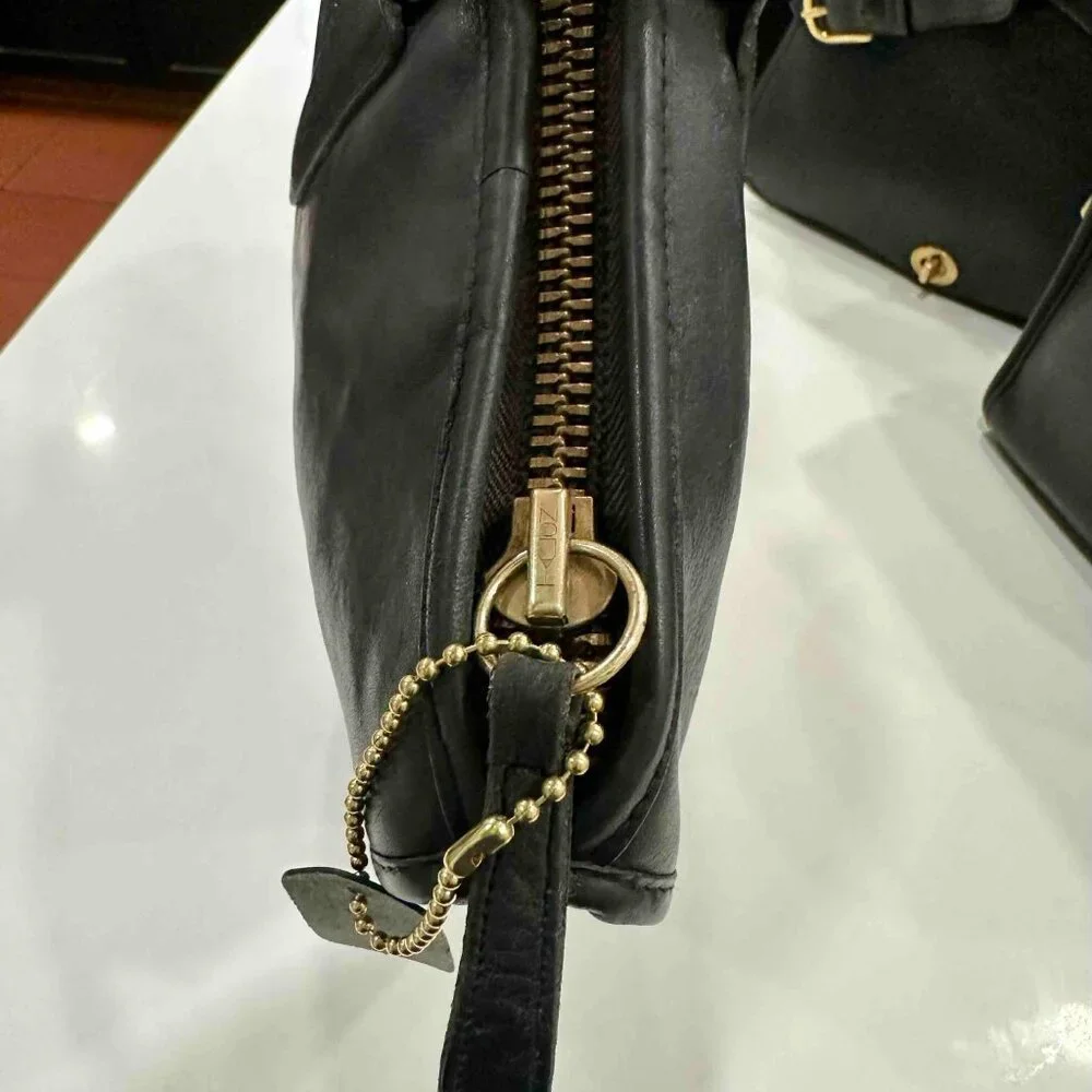 Vintage COACH NYC briefcasefolio #5050 black Leather Rare Bonnie Cashin brass Lg